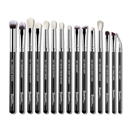 Bueart Design 15-teiliges Profi-Lidschatten-Pinselset aus natürlichem Haar – Luxuriöse Ziegen- und Ponyhaar-Borsten für Puder, Creme & flüssigen Lidschatten