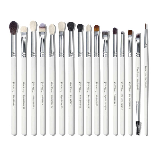 Bueart Design 16-teiliges professionelles Make-up-Pinselset für Lidschatten, Augenbrauen, Eyeliner – mit natürlichen Ziegen- und Ponyhaaren
