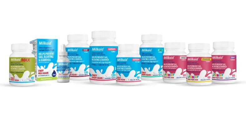 Milkaid Junior Lactase Enzym Kautabletten für Kinder bei Laktoseintoleranz | Verhindert Blähungen, Völlegefühl, Durchfall | Schnell wirkendes Milchzucker-Verdauungsergänzungsmittel für Kinder | 60 Tabletten (Vanillegeschmack)