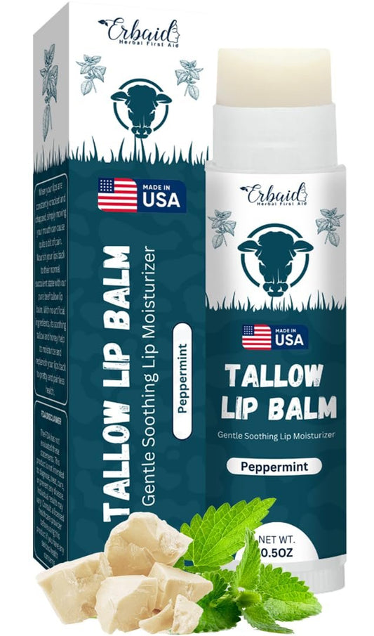 Beef Tallow Lip Balm – Natürlicher Tallow Bienenwachs Chapstick – Feuchtigkeitsspendender Balsam aus grasgefüttertem Bison-Tallow – Pflege für trockene, rissige Lippen und empfindliche Haut – Langanhaltend & vitaminreich, hergestellt in den USA