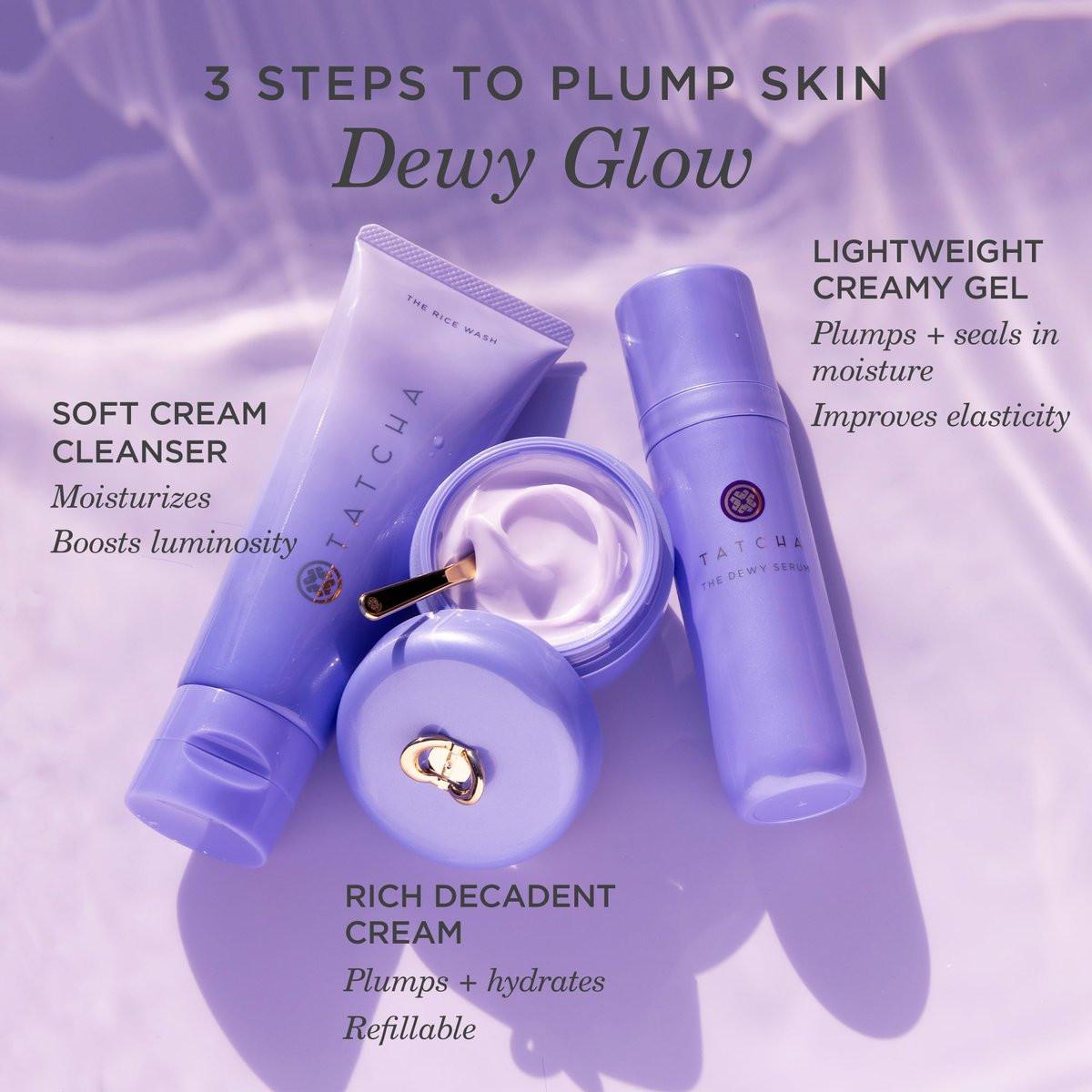 TATCHA The Dewy Serum – Feuchtigkeitsserum für trockene Haut mit Hyaluronsäure, Milchsäure und Squalan