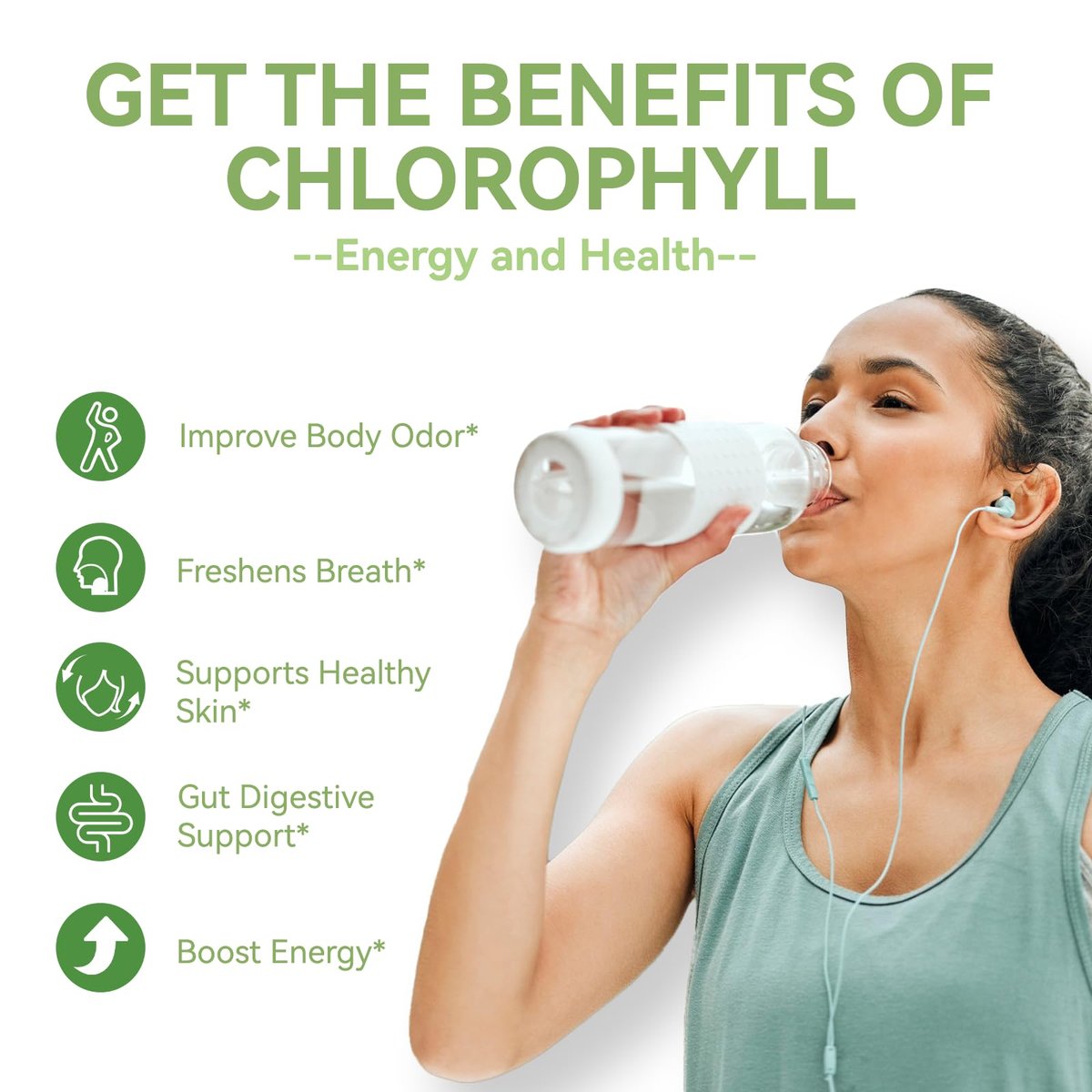 EAZGOO Chlorophyll Gummies – Zuckerfreie Chlorophyll Gummibärchen gegen Körpergeruch*, Immununterstützung für Frauen, Vegan, 60 Stück (Zitrone)