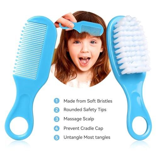 Baby Grooming Kit, Säuglingspflege-Set mit Haarbürste, Kamm, Nagelknipser, Nasensauger – Baby Essentials Set für Neugeborene Jungen Mädchen (Blau)