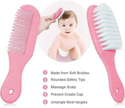Baby Pflegeset für Neugeborene - Rosa, Sicherheits-Haarbürste, Kamm, Nagelknipser, Nasensauger, Geschenkset für Mädchen und Jungen