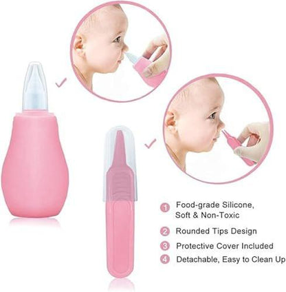 Baby Pflegeset für Neugeborene - Rosa, Sicherheits-Haarbürste, Kamm, Nagelknipser, Nasensauger, Geschenkset für Mädchen und Jungen