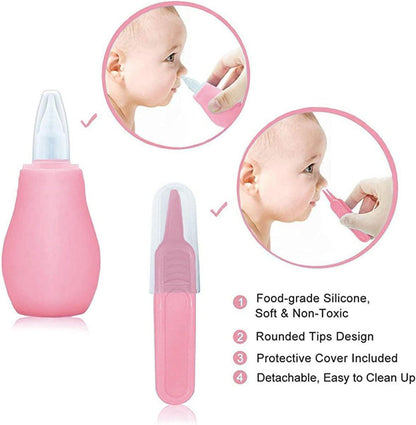 Baby Pflegeset für Neugeborene - Rosa, Sicherheits-Haarbürste, Kamm, Nagelknipser, Nasensauger, Geschenkset für Mädchen und Jungen