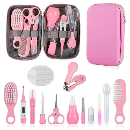 Baby Pflegeset für Neugeborene - Rosa, Sicherheits-Haarbürste, Kamm, Nagelknipser, Nasensauger, Geschenkset für Mädchen und Jungen