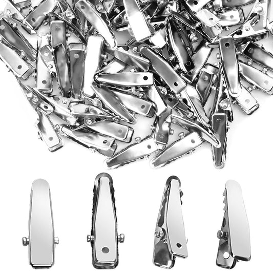 80 Stück silberne Metall Alligator Haarspangen - Krokodilspangen für Bastelarbeiten, DIY-Zubehör
