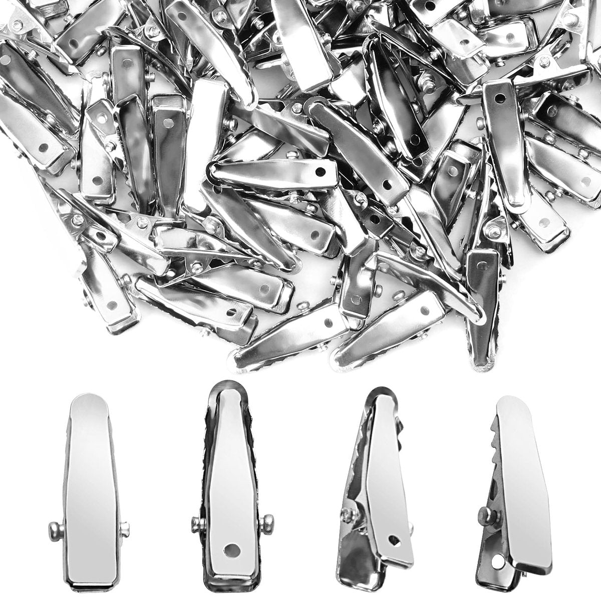 80 Stück silberne Metall Alligator Haarspangen - Krokodilspangen für Bastelarbeiten, DIY-Zubehör