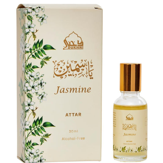 Dukhni Jasmin Attar Öl – Arabisches Parfümöl für Männer und Frauen, 30 ml reines Roll-on-Parfüm, Jasminblüte, Blütenduft | Eid, Ramadan, Umrah Geschenke, vegane islamische Düfte