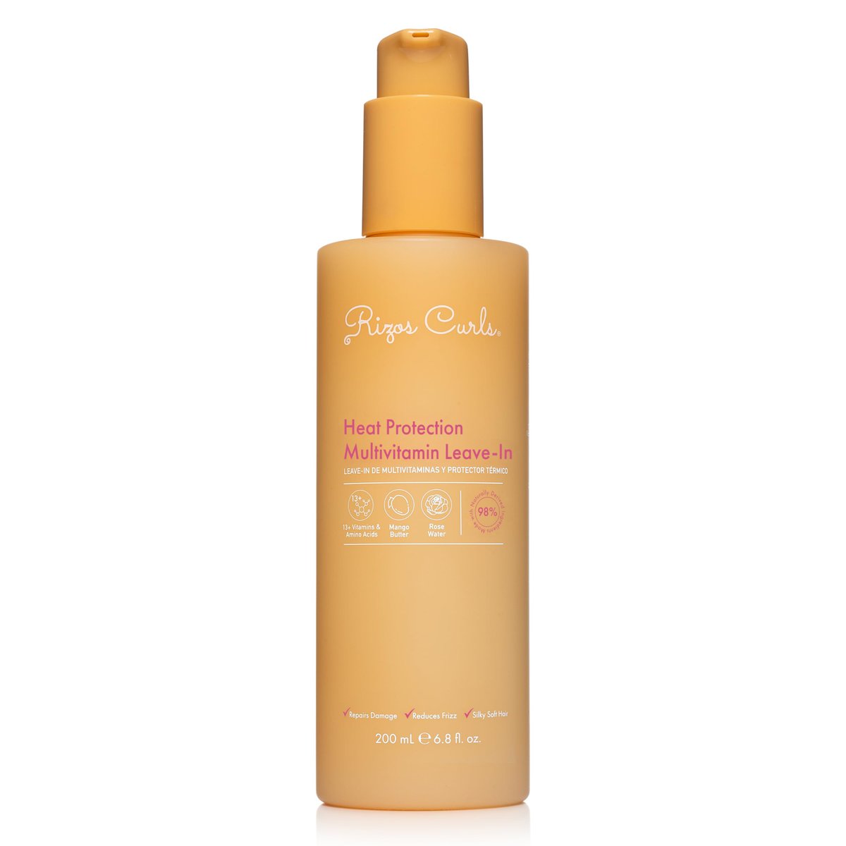 Rizos Curls Multivitamin Leave-In Hitzeschutz bis 450°F – Stärkt, repariert und verleiht Glanz für glatte, wellige, lockige und krause Haare Typ 1a–4c – Sulfat- & parabenfrei