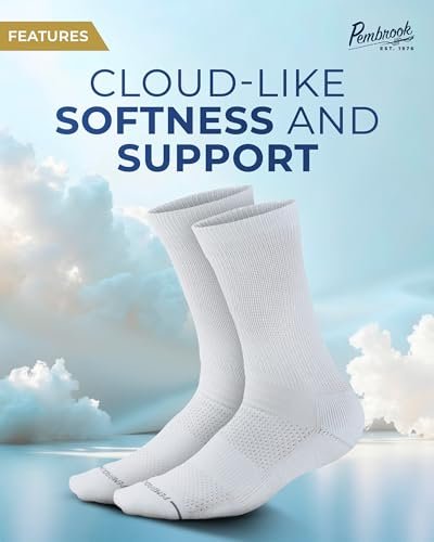 Pembrook Diabetikersocken - 6 Paar Socken für Damen und Herren, Größe 13-15, Weiß