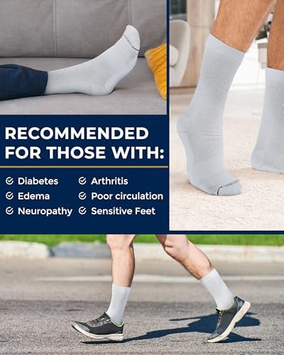 Pembrook Diabetikersocken - 6 Paar Socken für Damen und Herren, Größe 13-15, Weiß