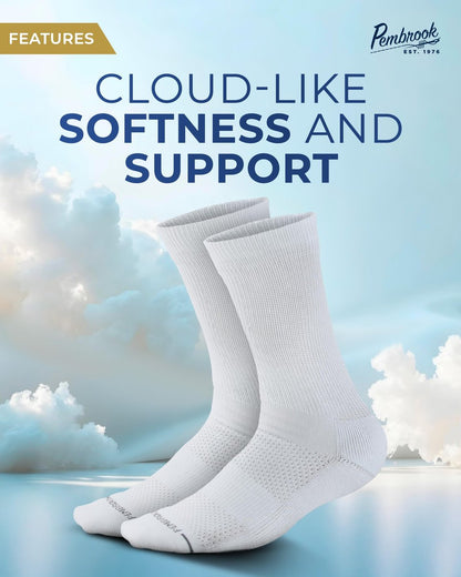 Pembrook Diabetikersocken - 6 Paar Socken für Damen und Herren, Größe 13-15, Weiß