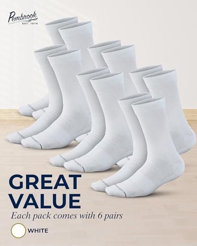 Pembrook Diabetikersocken - 6 Paar Socken für Damen und Herren, Größe 13-15, Weiß