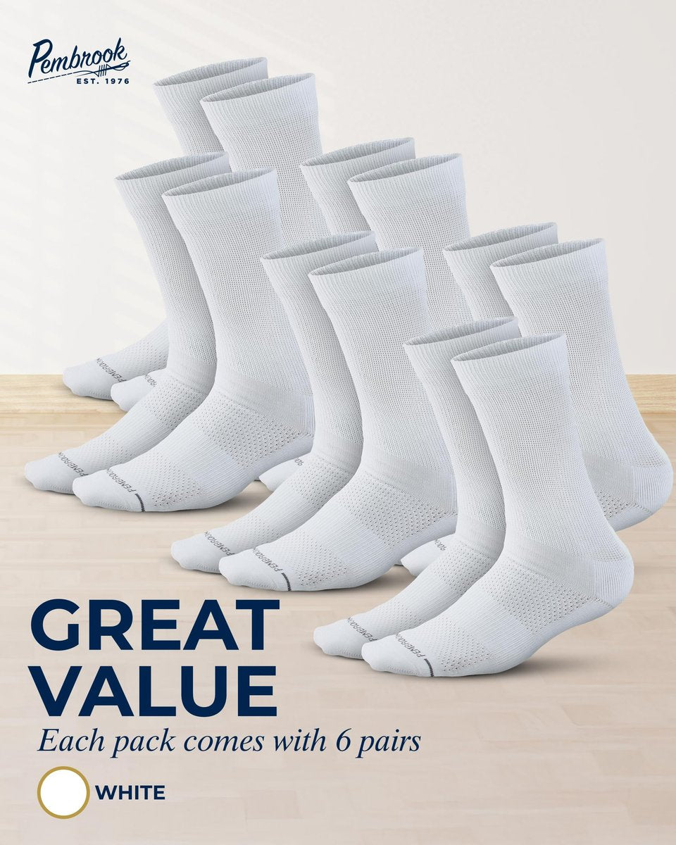 Pembrook Diabetikersocken - 6 Paar Socken für Damen und Herren, Größe 13-15, Weiß