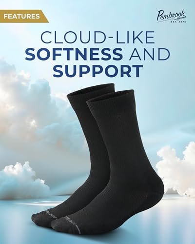 Pembrook Diabetikersocken für Herren - 6 Paar schwarze Kompressionssocken für Neuropathie und Ödeme, Größe L (10-13)