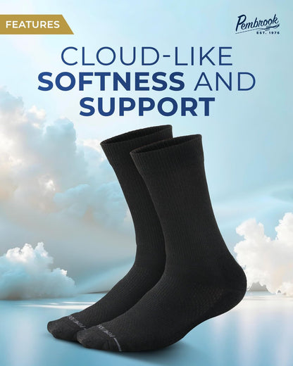 Pembrook Diabetikersocken für Herren - 6 Paar schwarze Kompressionssocken für Neuropathie und Ödeme, Größe L (10-13)
