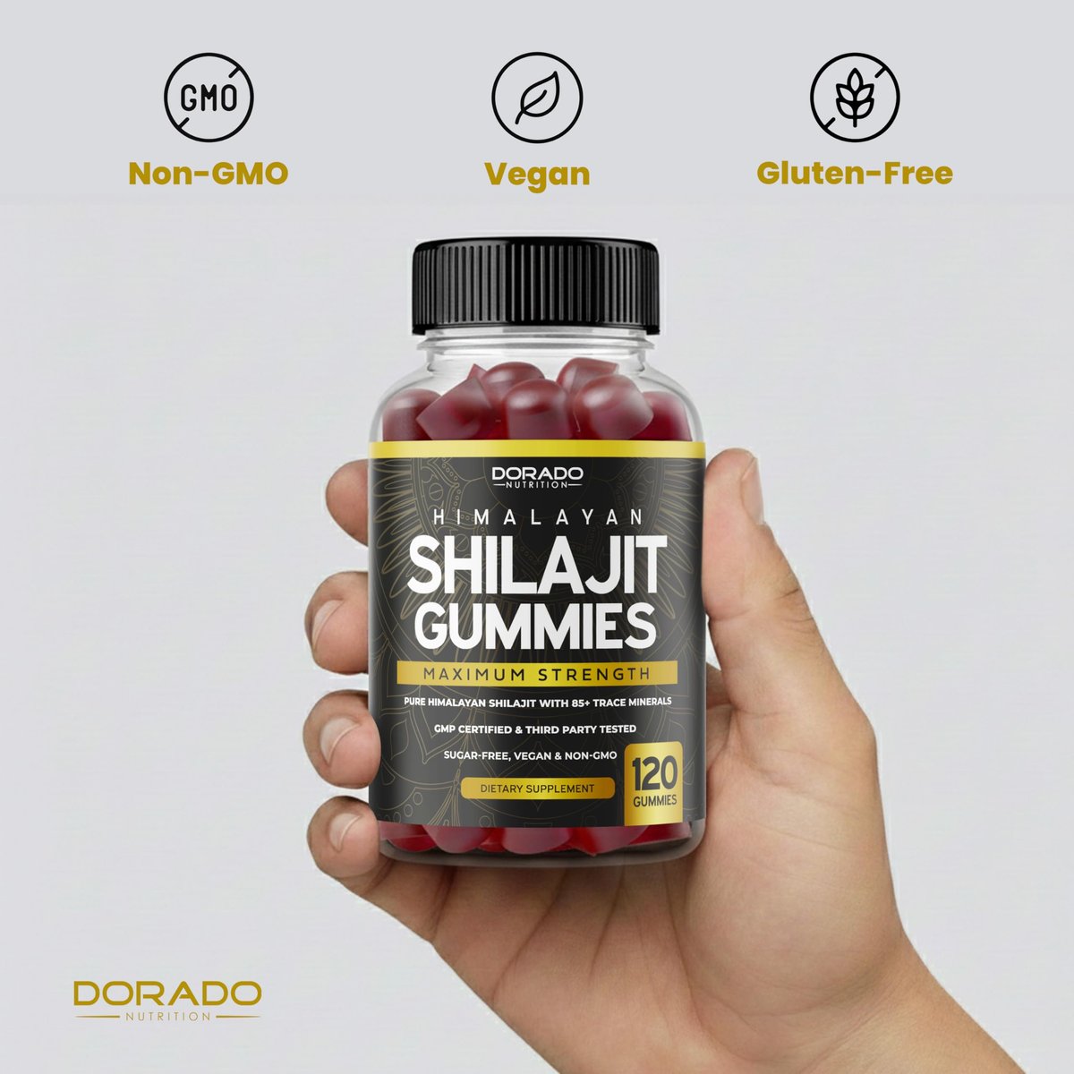 Shilajit Gummis für Männer & Frauen 1000 mg – Hochwirksame Goldqualität mit 85+ Spurenelementen & Fulvinsäure – Energie- & Immununterstützung – Laborgeprüft, Nicht-GVO, Vegan & Hergestellt in den USA (120 Gummis)