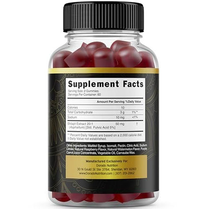 Shilajit Gummis für Männer & Frauen 1000 mg – Hochwirksame Goldqualität mit 85+ Spurenelementen & Fulvinsäure – Energie- & Immununterstützung – Laborgeprüft, Nicht-GVO, Vegan & Hergestellt in den USA (120 Gummis)