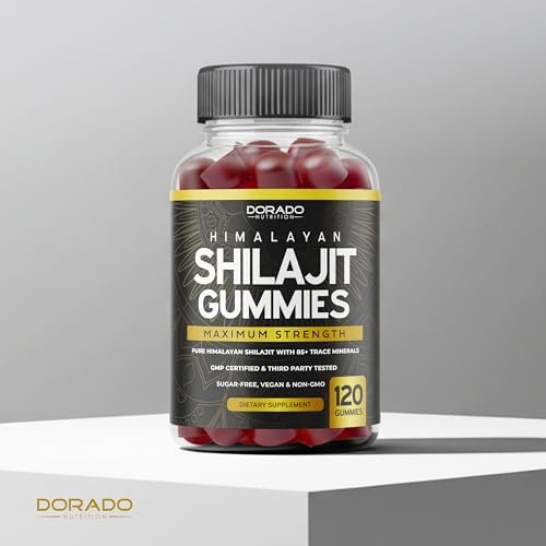 Shilajit Gummis für Männer & Frauen 1000 mg – Hochwirksame Goldqualität mit 85+ Spurenelementen & Fulvinsäure – Energie- & Immununterstützung – Laborgeprüft, Nicht-GVO, Vegan & Hergestellt in den USA (120 Gummis)