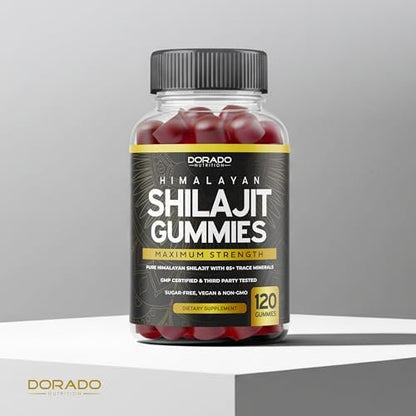 Shilajit Gummis für Männer & Frauen 1000 mg – Hochwirksame Goldqualität mit 85+ Spurenelementen & Fulvinsäure – Energie- & Immununterstützung – Laborgeprüft, Nicht-GVO, Vegan & Hergestellt in den USA (120 Gummis)