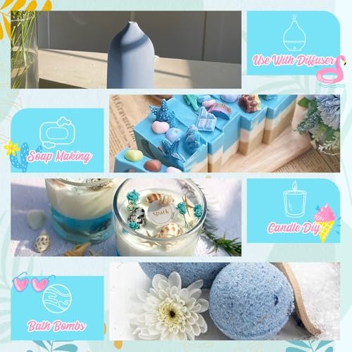 SNOWSEN Sommer Ätherische Öle Set für Diffuser zu Hause Premium Duftöle - Enthält Wassermelone, Kokosnuss, Meeresbrise, Plumeria, Vanilleeis & Piña Colada, Kerzenherstellungsdüfte, 6x10ml