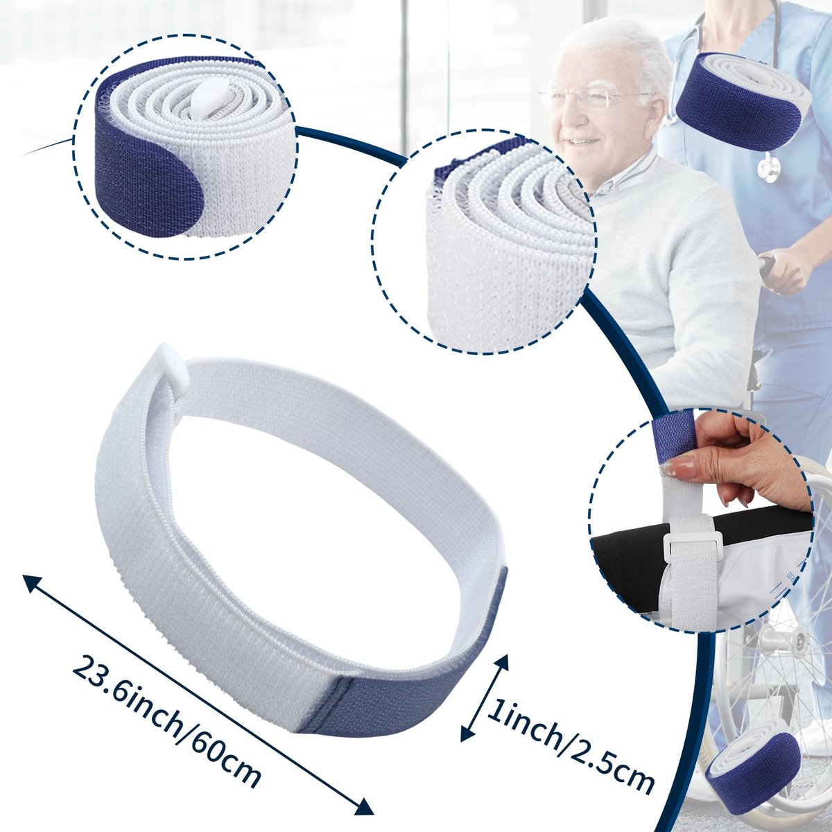 4er-Pack Beinbeutel-Bänder (Blau) – Urinbeutel-Band für Katheterbeutel mit weichem elastischem Stoff und komfortablen Silikongriffen für Damen und Herren