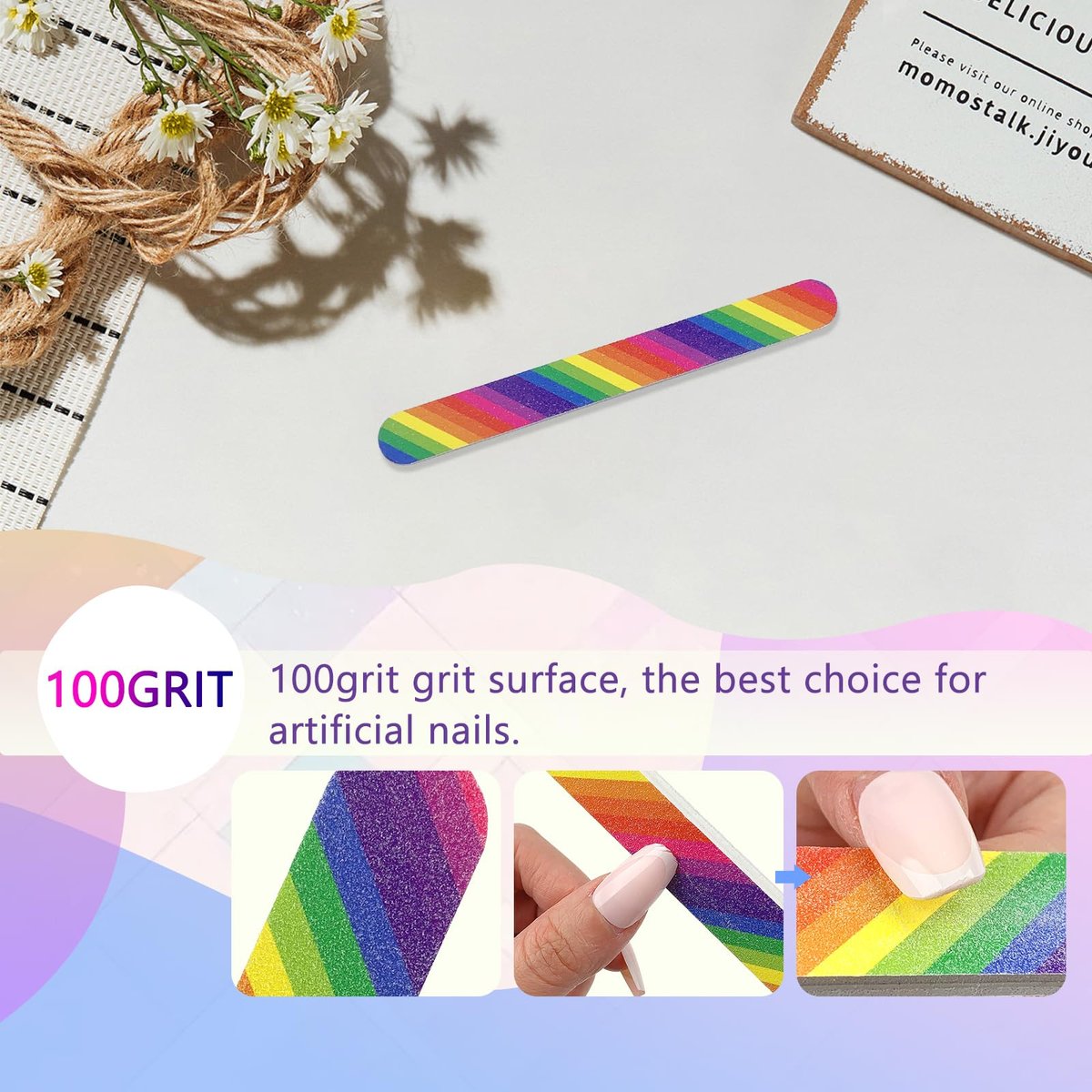 LNAUJS 24-teiliges professionelles doppelseitiges Nagelfeilen-Set 100/180 Grit buntes Maniküre-Pediküre-Werkzeug