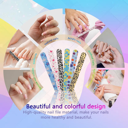 LNAUJS 24-teiliges professionelles doppelseitiges Nagelfeilen-Set 100/180 Grit buntes Maniküre-Pediküre-Werkzeug