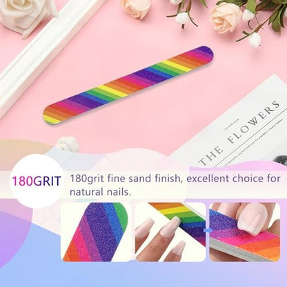 LNAUJS 24-teiliges professionelles doppelseitiges Nagelfeilen-Set 100/180 Grit buntes Maniküre-Pediküre-Werkzeug