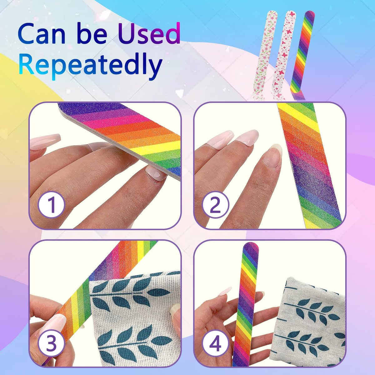 LNAUJS 24-teiliges professionelles doppelseitiges Nagelfeilen-Set 100/180 Grit buntes Maniküre-Pediküre-Werkzeug