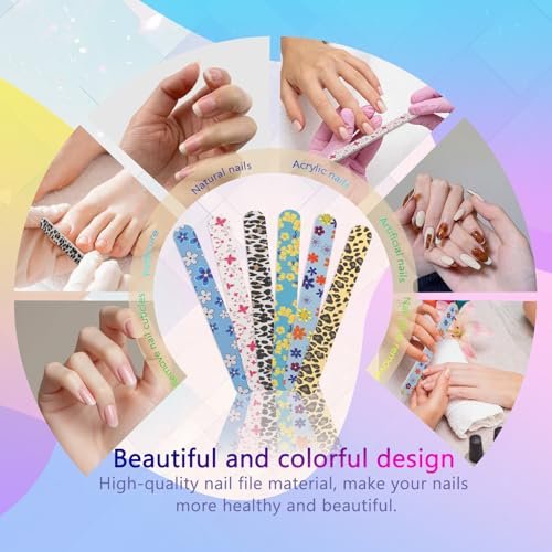LNAUJS 24-teiliges professionelles doppelseitiges Nagelfeilen-Set 100/180 Grit buntes Maniküre-Pediküre-Werkzeug
