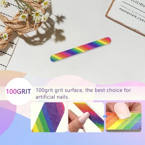 LNAUJS 24-teiliges professionelles doppelseitiges Nagelfeilen-Set 100/180 Grit buntes Maniküre-Pediküre-Werkzeug