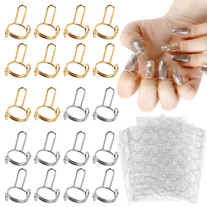 ASTONFOG 20-teiliges Wudu-Nagelring-Set mit 120 Klebepads – Verstellbare Fingernagelringe für Acrylnägel, nicht anlaufende Metall-Nagelringe für Frauen Nagelkunst-Dekoration