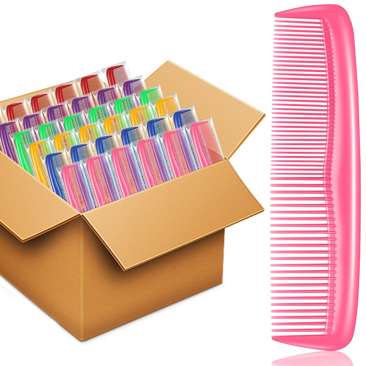 NICEMOVIC 120er Pack Haarkamm Bulk Set – Taschenkämme für Damen und Herren, bunte Grob- und Feinzahnkämme, einzeln verpackte Bulk-Kämme für Obdachlosenunterkünfte, Hotels, Pflegeheime, Wohltätigkeitsorganisationen