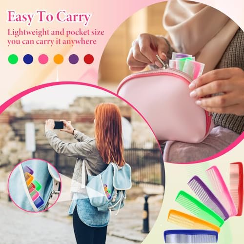 NICEMOVIC 120er Pack Haarkamm Bulk Set – Taschenkämme für Damen und Herren, bunte Grob- und Feinzahnkämme, einzeln verpackte Bulk-Kämme für Obdachlosenunterkünfte, Hotels, Pflegeheime, Wohltätigkeitsorganisationen