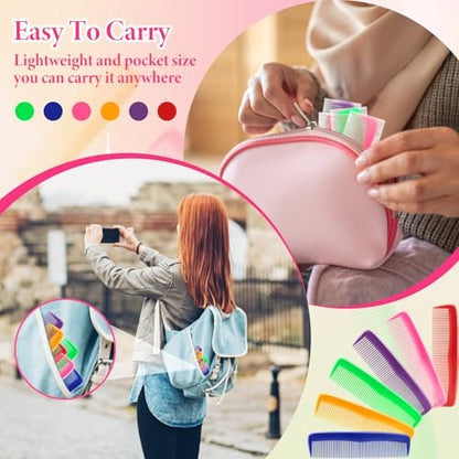 NICEMOVIC 120er Pack Haarkamm Bulk Set – Taschenkämme für Damen und Herren, bunte Grob- und Feinzahnkämme, einzeln verpackte Bulk-Kämme für Obdachlosenunterkünfte, Hotels, Pflegeheime, Wohltätigkeitsorganisationen
