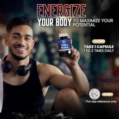 Testosteron-Booster für Männer – Tongkat Ali, Energie, Ausdauer & Libido-Unterstützung – Bockshornklee, Tribulus, Fenugreek, Maca – Muskelkraft & Ausdauer – Non-GMO – 30 Kapseln, 1 Monatsvorrat