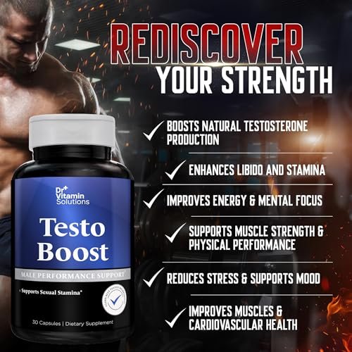 Testosteron-Booster für Männer – Tongkat Ali, Energie, Ausdauer & Libido-Unterstützung – Bockshornklee, Tribulus, Fenugreek, Maca – Muskelkraft & Ausdauer – Non-GMO – 30 Kapseln, 1 Monatsvorrat