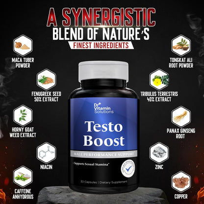 Testosteron-Booster für Männer – Tongkat Ali, Energie, Ausdauer & Libido-Unterstützung – Bockshornklee, Tribulus, Fenugreek, Maca – Muskelkraft & Ausdauer – Non-GMO – 30 Kapseln, 1 Monatsvorrat