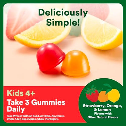 SmartyPants Kinder Multivitamin & Ballaststoff-Gummis mit Präbiotikum zur Unterstützung der Verdauung, Vitamin D3, C, B12, B6, A, Zink, Biotin, Folsäure, drei Fruchtgeschmacksrichtungen, 90 Stück (30-Tage-Vorrat)
