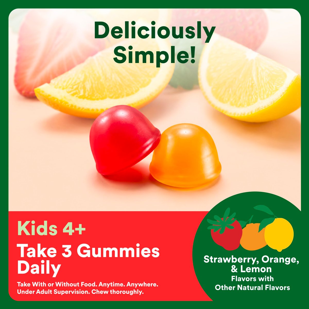 SmartyPants Kinder Multivitamin & Ballaststoff-Gummis mit Präbiotikum zur Unterstützung der Verdauung, Vitamin D3, C, B12, B6, A, Zink, Biotin, Folsäure, drei Fruchtgeschmacksrichtungen, 90 Stück (30-Tage-Vorrat)