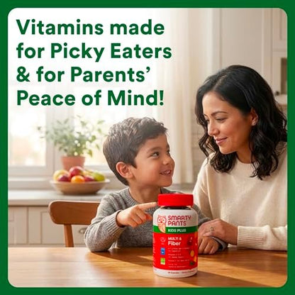 SmartyPants Kinder Multivitamin & Ballaststoff-Gummis mit Präbiotikum zur Unterstützung der Verdauung, Vitamin D3, C, B12, B6, A, Zink, Biotin, Folsäure, drei Fruchtgeschmacksrichtungen, 90 Stück (30-Tage-Vorrat)