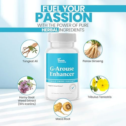 Libido Booster für Frauen – G-Arouse mit Bockshornklee 1000 mg, Maca-Wurzel, Tongkat Ali & Tribulus – Hormonbalance, Energie & Stimmung – Hergestellt in USA, Non-GMO, 60 Kapseln