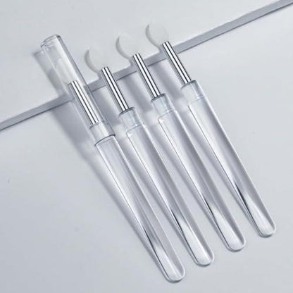 10er-Pack weiße Silikon-Nailart-Pinsel, wiederverwendbare Nagelpinsel für Nagelkunst, Silikon-Nagelbürste, Chrom-Glitzer-Mirror-Pulver-Pigment-Applikator-Sticks, Lippenstift-Lidschatten-Nagelkunst-Polierwerkzeuge