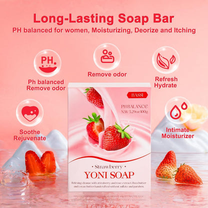 Feminine Wash, Yoni Oil & Yoni Seifen Set für Frauen – Yoni Waschung für vaginales pH-Gleichgewicht und Geruchsbeseitigung – 30 ml feuchtigkeitsspendendes Yoni-Öl, 150 ml Duschgel & 100 g Seifenstück