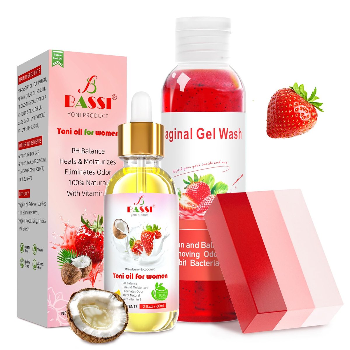 Feminine Wash, Yoni Oil & Yoni Seifen Set für Frauen – Yoni Waschung für vaginales pH-Gleichgewicht und Geruchsbeseitigung – 30 ml feuchtigkeitsspendendes Yoni-Öl, 150 ml Duschgel & 100 g Seifenstück