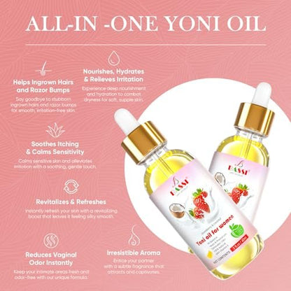 Feminine Wash, Yoni Oil & Yoni Seifen Set für Frauen – Yoni Waschung für vaginales pH-Gleichgewicht und Geruchsbeseitigung – 30 ml feuchtigkeitsspendendes Yoni-Öl, 150 ml Duschgel & 100 g Seifenstück