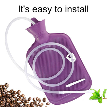 Einlauf-Kit mit 5-Fuß-Schlauch für Kaffeeeinläufe zu Hause – Kolon-Reinigungsset mit Schlauch, Aufsätzen, Klemme und Haken (2 L, Lila, Gummi)